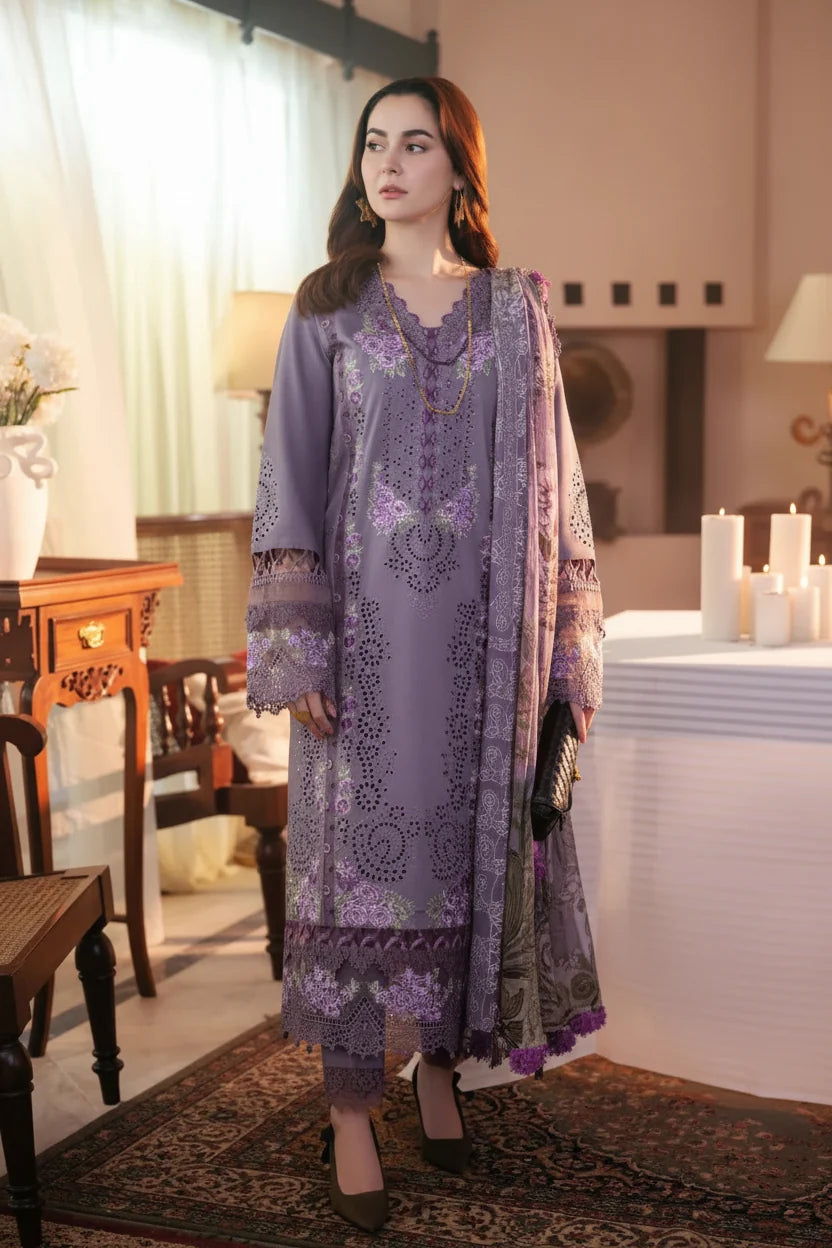 3 Piece - Unstitched Fully Embroidered Lawn Fabric